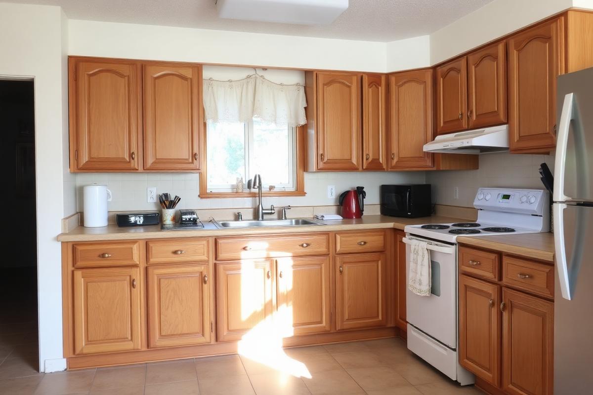 Before — Oak kitchen refaced to white shaker